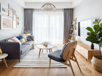 永康玉龙城北欧风格87平米二居室装修图片案例