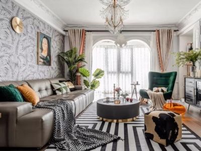 美的国宾府轻奢风格128平米三居室装修效果图案例