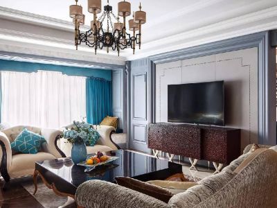 美的城145平米美式三居室装修案例