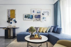 [青岛喜上喜装饰]北欧轻奢风三居室，蓝黄搭配彰显生活气息！