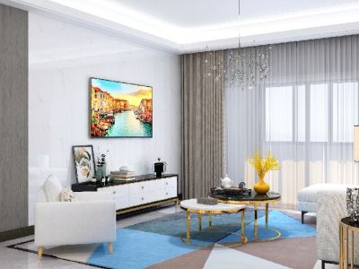 保利鑫城130平现代简约三居装修案例