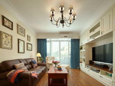 荣盛花语城105平米美式复式楼装修案例