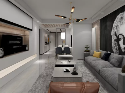 鼓楼晶典110平米现代简约三居室装修案例