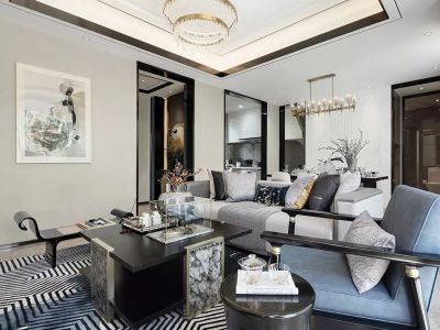 金地月伴湾170平三居室新中式风格装修案例