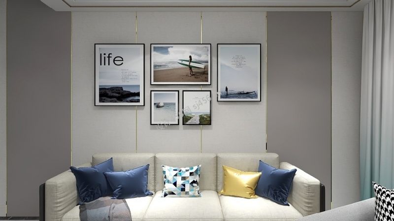 96平米现代简约风格三居室客厅沙发墙装修效果图