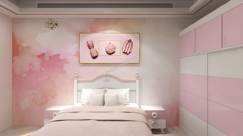 96平米现代简约风格三居室儿童房背景墙装修效果图