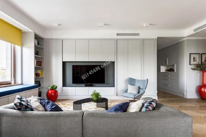115平米北欧风格三居室客厅电视墙装修效果图