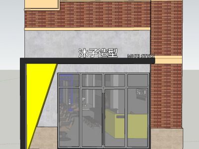 沐子理发店现代风格100㎡装修案例