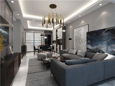 枫丹丽城129平三居室现代风格装修案例