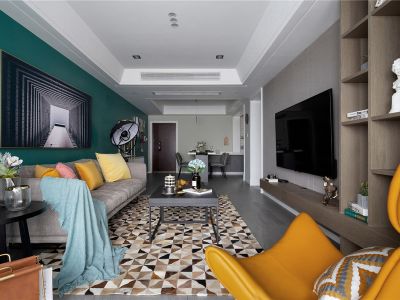 青特城现代风格126平米三居室装修案例