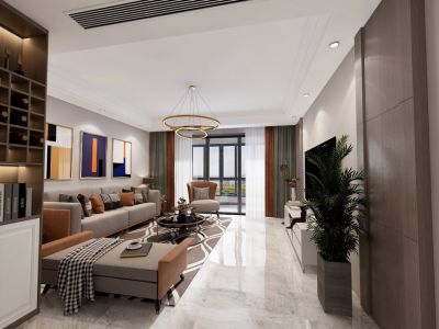 国泰菁华逸景110平现代简约三居装修案例