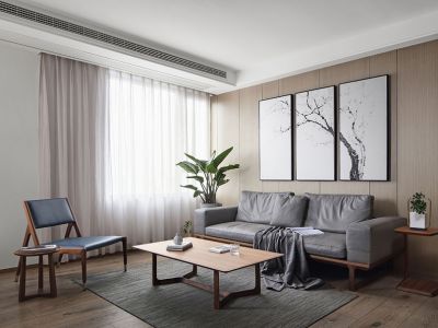 中海寰宇天下新中式风格116平米三居室装修案例