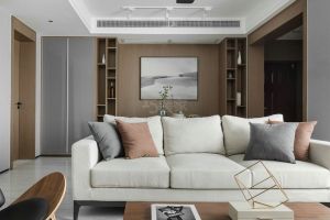 [西安今朝装饰]130平北欧简约风格装修设计效果，灰白原木色搭配