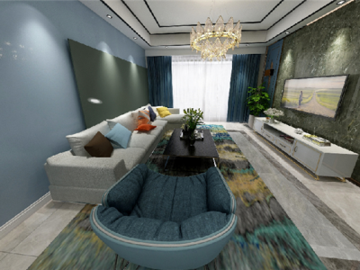 碧桂园126平米现代简约风格三居室装修案例