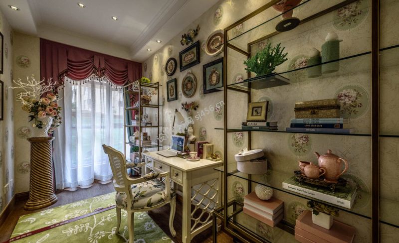 三居室126方欧式风格书房设计图欣赏