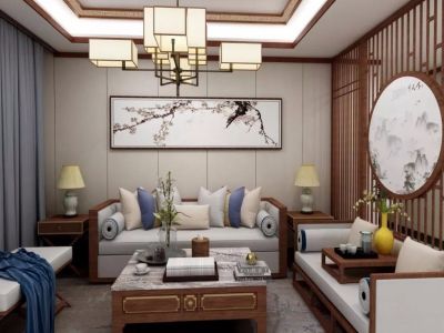 新力云语铂园新中式风格89平米装修案例