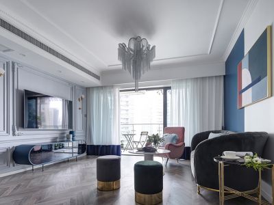 永鸿国际城轻奢风格118平米二居室设计效果图案例