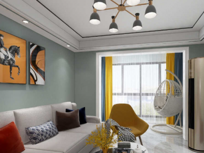 时代中心115平米现代北欧风格三居室装修案例