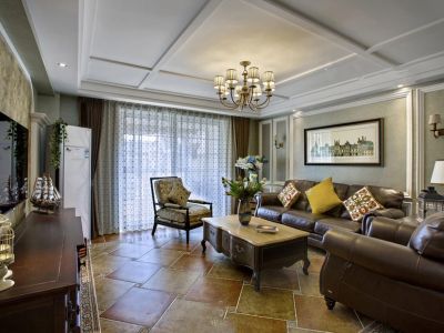 香山湖畔美式风格140平米三室两厅装修案例