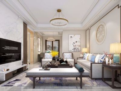 桃园小区125平米现代轻奢风格三室二厅装修案例