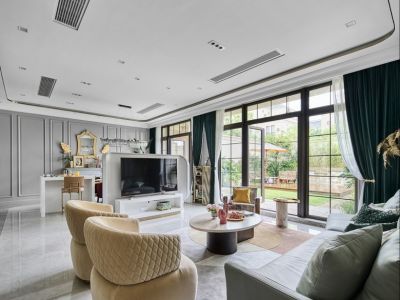 中铁国际生态城云栖谷轻奢风格300平米别墅装修效果图案例