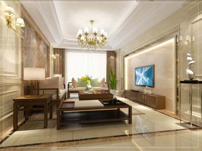 天琴湾简欧风格132平米三居室装修案例