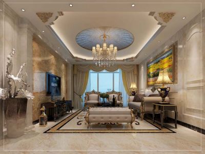 世贸湖滨首府欧式风格265平米别墅装修案例