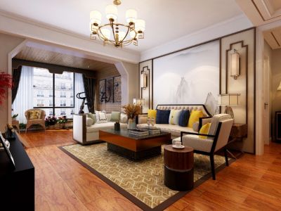 120㎡三居室新中式风格装修案例