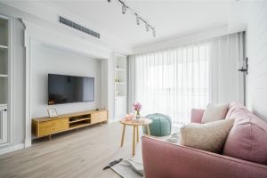 [深圳博瑞雅装饰]90后北欧风婚房两居室，脏粉色墙面营造别致氛围
