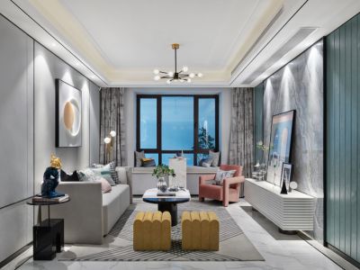 开泰锦城轻奢风格116平米三居室装修案例