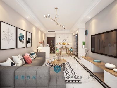 海尔玫瑰兰庭北欧风格95平米三居室装修案例