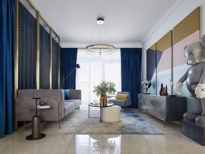 榉林美邸轻奢风格120平米三居室装修案例