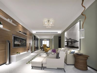 桃源小区120㎡现代简约风格三居室装修案例