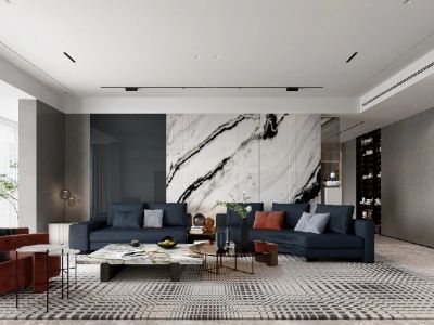 湖光山色南区180平米现代简约三室装修案例