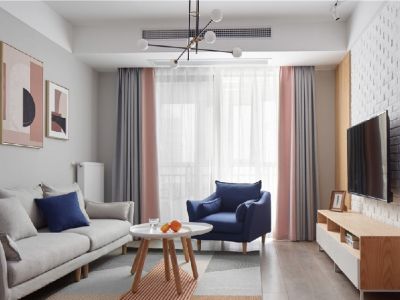 优筑·紫御天成北欧风格90平米二居室装修效果图案例