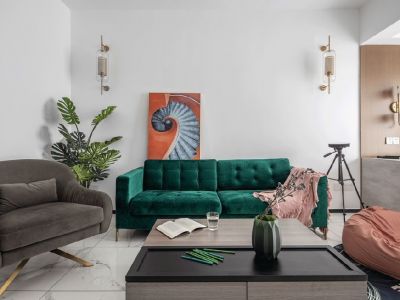 天誉.锦樾轻奢风格80平米二居室装修效果图案例