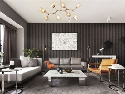 星海绿山城110平二居室现代风格装修案例