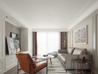 科华·熙和公馆美式风格120平米三居室装修效果图案例