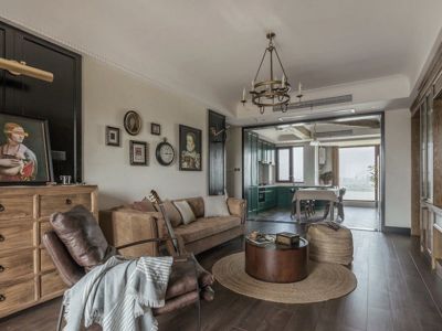 鸿通·翡翠城·紫曦府混搭风格140平米三居室装修效果图案例