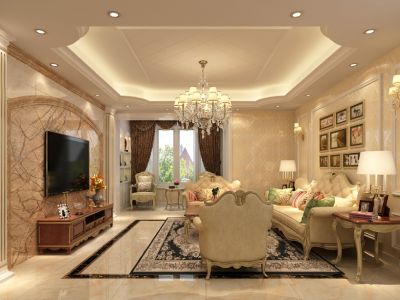 枫林蓝岸235平别墅欧式风格装修案例