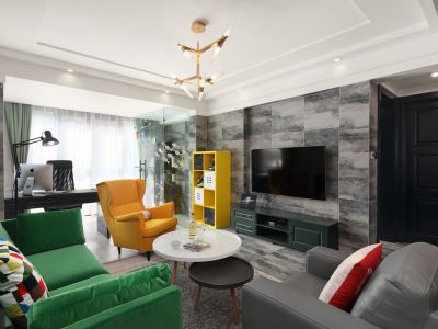 凤岭山语城110平二居室北欧风格装修案例