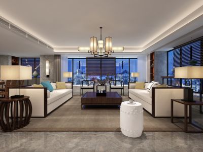 金源城230平别墅新中式风格装修案例