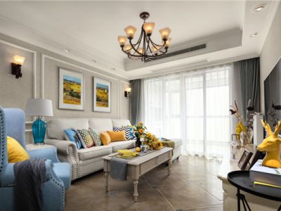 海茵国际花城97平二居室美式风格装修案例