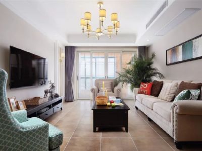 美的城105平美式三居室装修案例