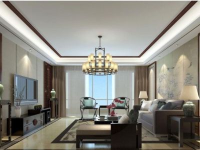 香榭一品110平米三室两厅新中式风格装修案例