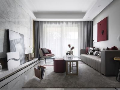 琵琶花园115平米三居现代轻奢装修案例