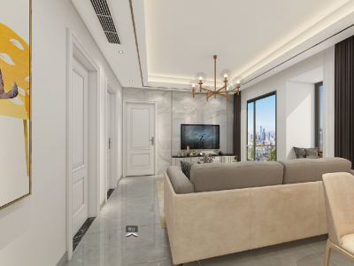 锦绣山水102平米三居现代装修案例