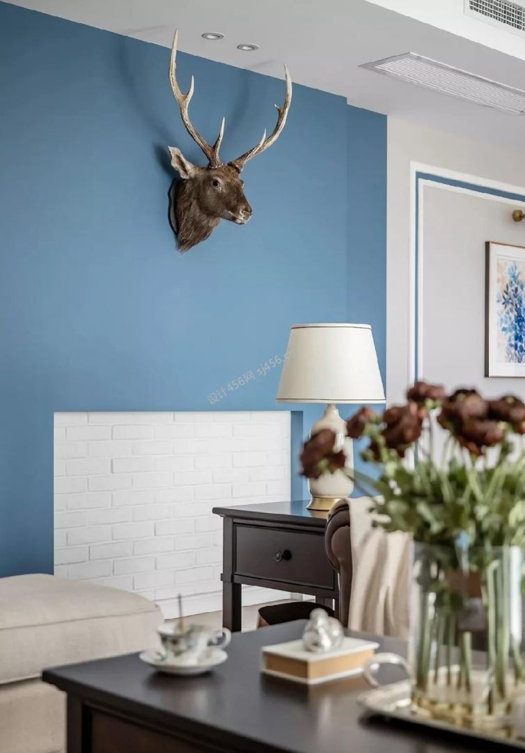 128平三居室美式经典风格背景墙装修效果图