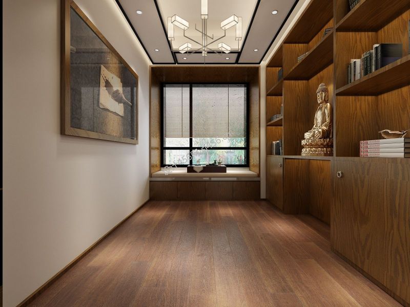125㎡三居室新中式风格书房装修效果图