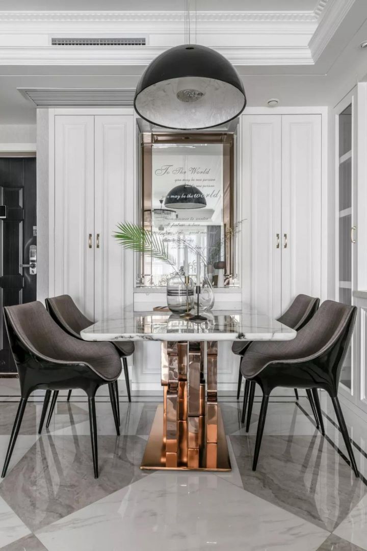 130㎡三居室现代轻奢餐厅装修效果图